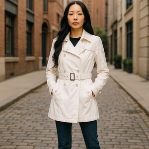 Black Rivet Women's White Trench Coat